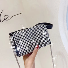 Punk Style Silver Women Diamonds Tote Bag Rhinestone Shoulder Crossbody Bags
