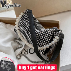 Punk Style Silver Women Diamonds Tote Bag Rhinestone Shoulder Crossbody Bags