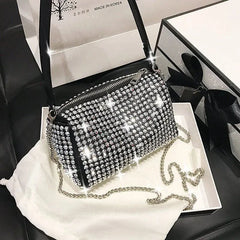 Punk Style Silver Women Diamonds Tote Bag Rhinestone Shoulder Crossbody Bags