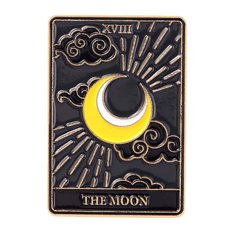 Punk Style Tarot Series Pin Set Skull Paint Moon Sun Star Backpack Accessory