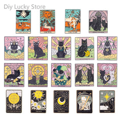 Punk Style Tarot Series Pin Set Skull Paint Moon Sun Star Backpack Accessory