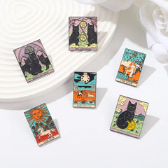 Punk Style Tarot Series Pin Set Skull Paint Moon Sun Star Backpack Accessory