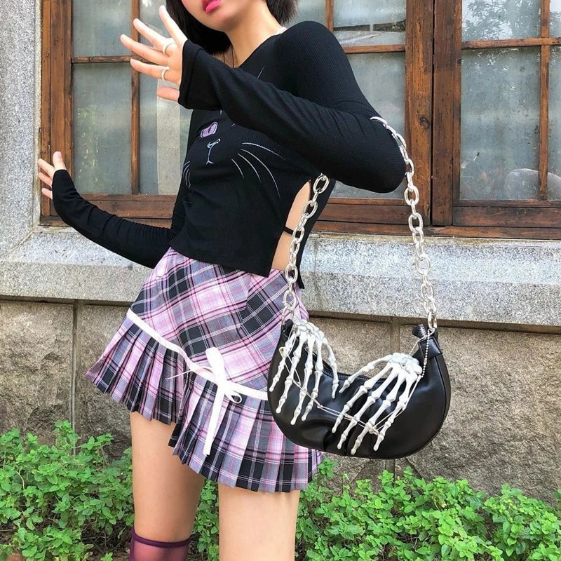 Gothic Skull Crossbody Bag Harajuku Punk Women Messenger Purse