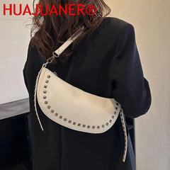 Punk Shoulder Bags For Women Rivet Handbag Vintage Crossbody Bag