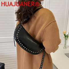 Punk Shoulder Bags For Women Rivet Handbag Vintage Crossbody Bag