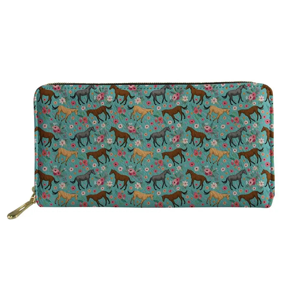 3D Floral Paint Long Wallet Lady Purse Girls Shopping Teen Girl Handbag