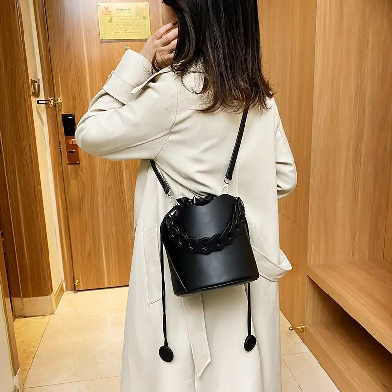 Vintage Style Bucket Bag for Women Drawstring Tote Bolsa Feminina
