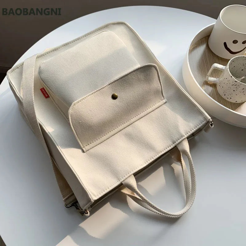 Canvas Casual Tote for College Girls Shoulder Bag