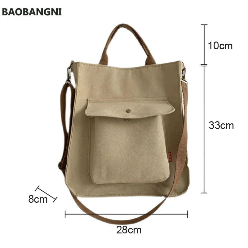 Canvas Casual Tote for College Girls Shoulder Bag
