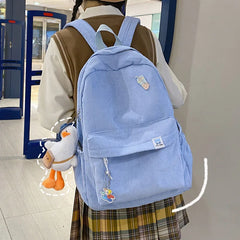 Corduroy Female Backpack Retro Campus Large-capacity Schoolbags