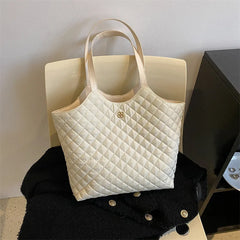 Large Capacity Quilted Shopper Bag Shoulder Handbag Women Padded Tote