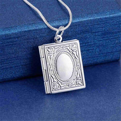 Vintage Silver 925 Square Openable Photo Locket Pendant Necklace