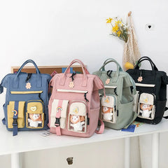 Purple Waterproof Backpack Women Candy Colors Fancy School Bags