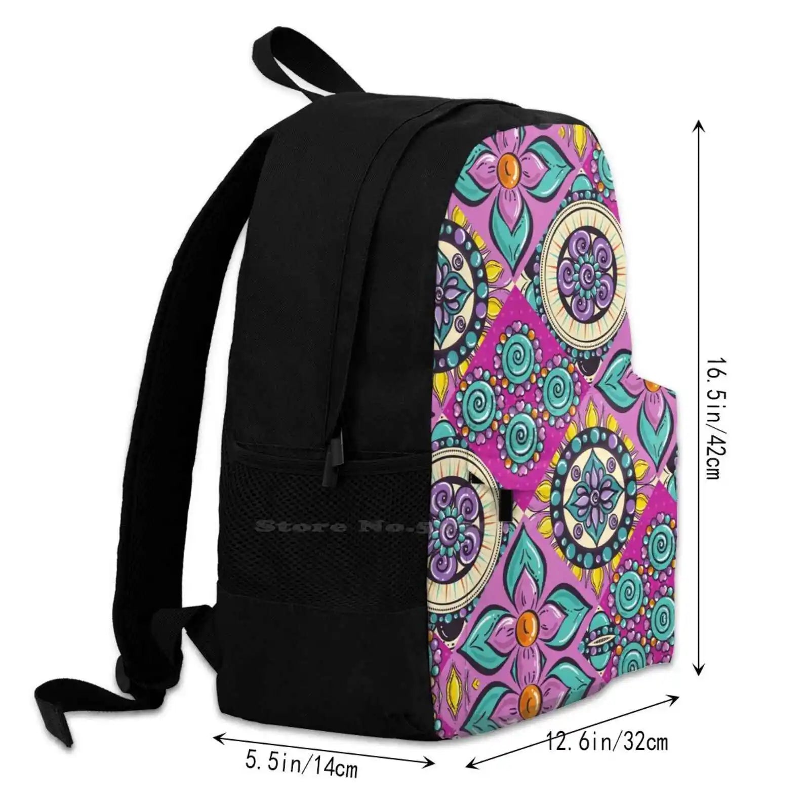 Purple Flower Backpack for Men Women Teenagers Girls