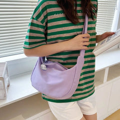 Purple Canvas Crossbody Bag for Women Large Capacity Travel Handbags