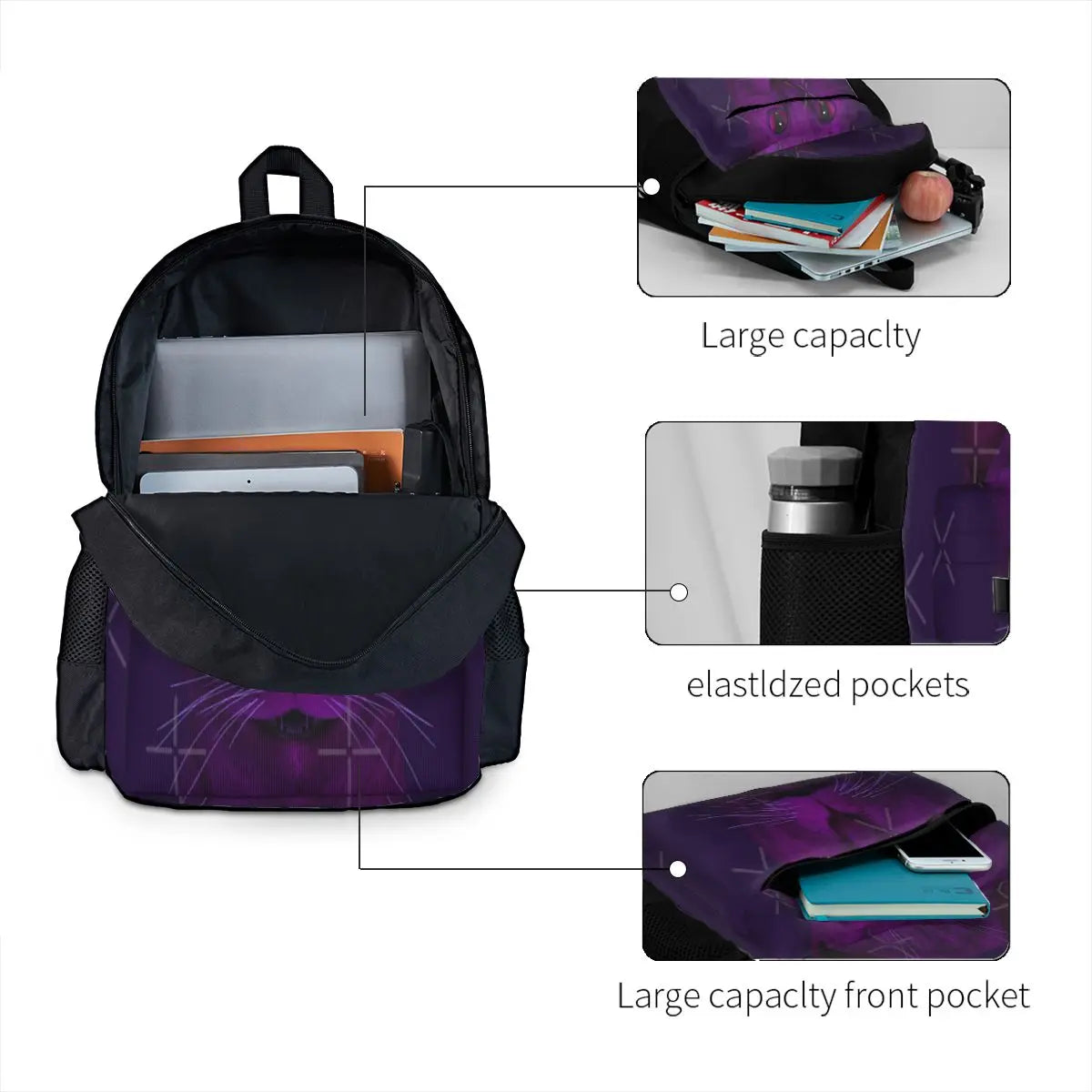 Purple Cat Backpacks Men's Backpacks Bags For Women Back Bag Men's Backpack
