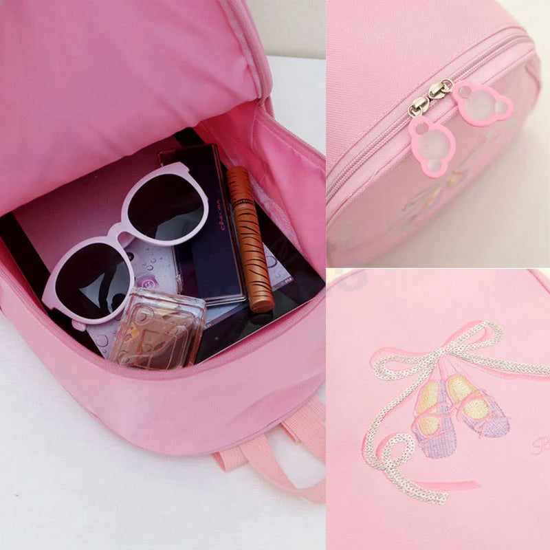 Girls' Ballet Dance Bag Canvas Backpack With Dance Shoes Print