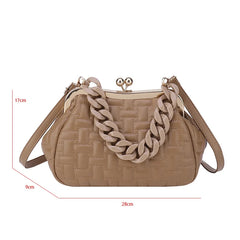 Purple Quilted Shoulder Bag Crossbody Metal Chain Clutches Cloud Purse