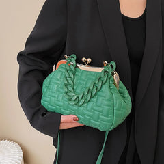 Purple Quilted Shoulder Bag Crossbody Metal Chain Clutches Cloud Purse