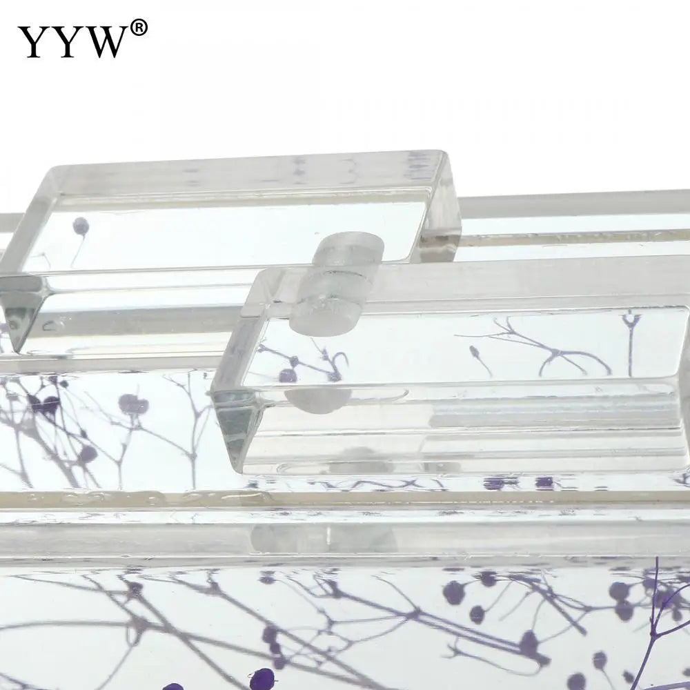 Purple Floral Transparent Shoulder Bag Acrylic Clutch Box Bag