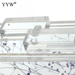 Purple Floral Transparent Shoulder Bag Acrylic Clutch Box Bag
