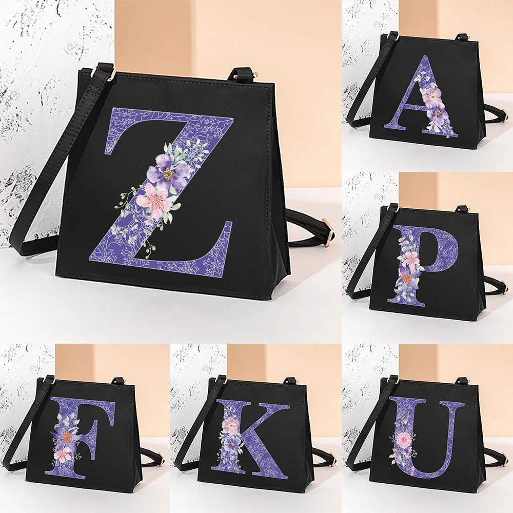 Purple Flower Square Bag Women Tote Bag Women Cosmetic Bag