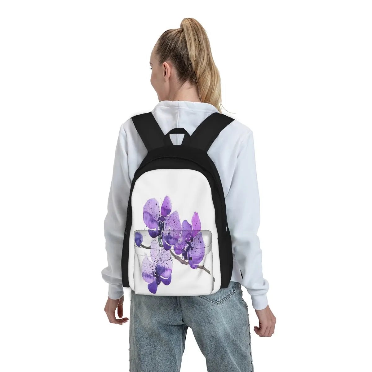 Purple Orchid Watercolor Backpacks Men's & Women's School Bag