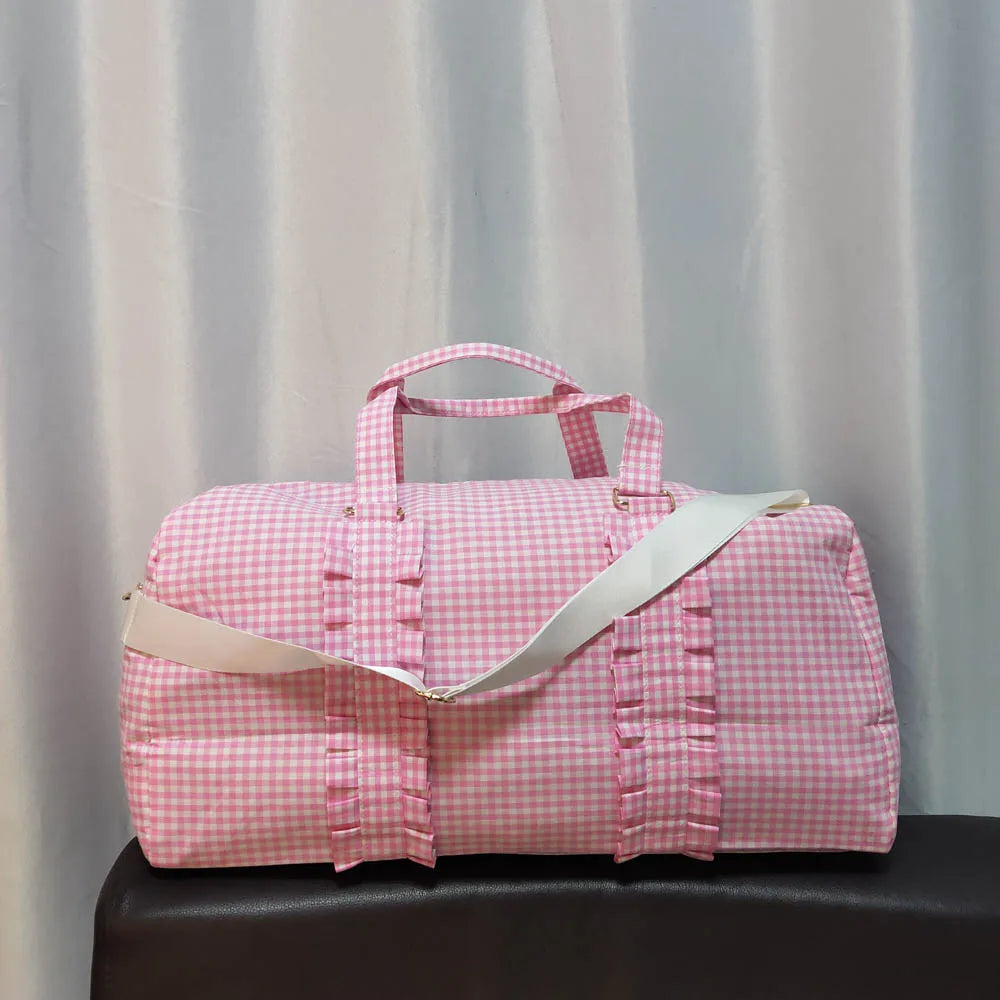 Purple Plaid Ruffle Duffle Kids Seersucker Large Ruffle Totes