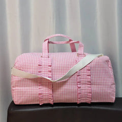 Purple Plaid Ruffle Duffle Kids Seersucker Large Ruffle Totes