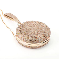 Purple Silver Crystal Clutches Rhinestone Wrist Bag Women?s Party Purse Shoulder