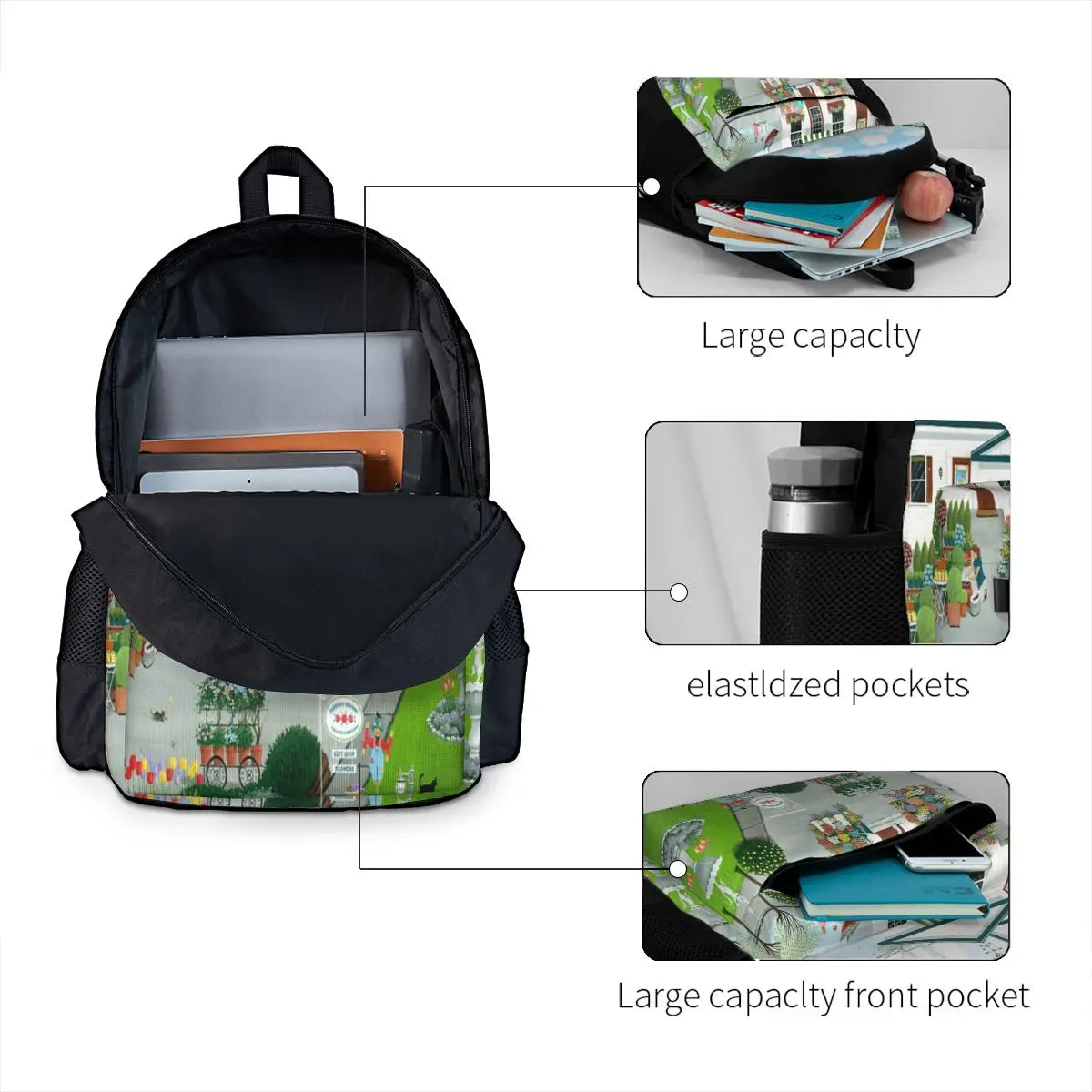 Purr-Fect Blooms Backpacks Men's Backpacks Bags For Women