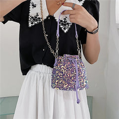 Sequin Bucket Handbag Tote Shoulder Bag Crossbody Girls Purse