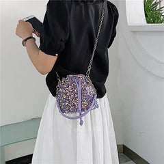 Sequin String Bucket Handbag Tote Ladies Shoulder Bag Crossbody Bags