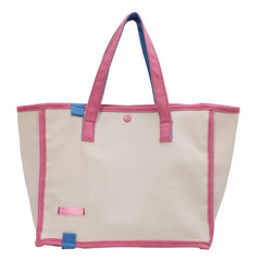 Canvas Letter Tote Bag Striped Shoulder Bag Women Handbag