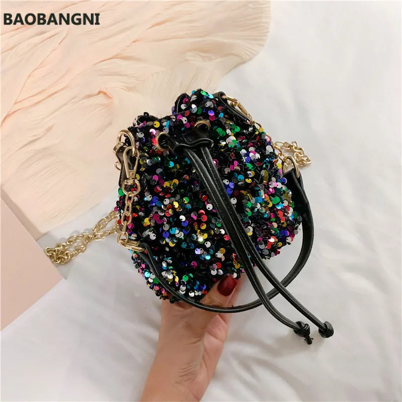Sequin Bucket Handbag Tote Shoulder Bag Crossbody Bag