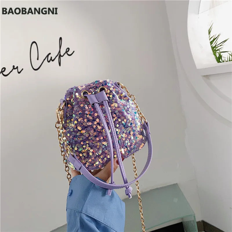 Sequin Bucket Handbag Tote Shoulder Bag Crossbody Bag