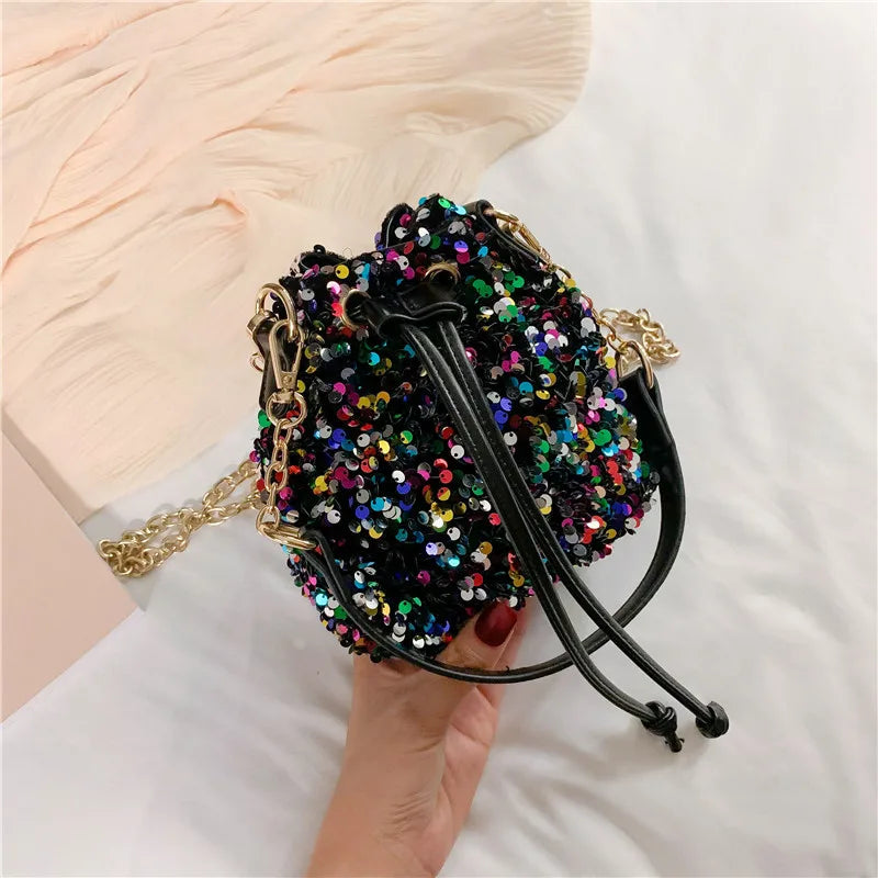 Sequin Bucket Handbag Tote Shoulder Bag Crossbody Bag