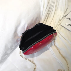 PVC Messenger Bag Lip Shape Clutch Women's Shoulder Bag