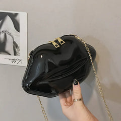 PVC Messenger Bag Lip Shape Clutch Women's Shoulder Bag