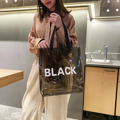 Pvc Transparent Handbag Bucket Jelly Bag Casual Large Capacity Beach Bag