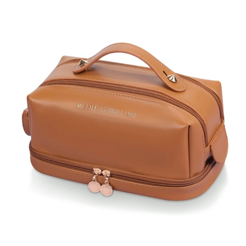 PU Leather Makeup Bag for Women Girls Cosmetic Bags Travel Toiletry Organizer