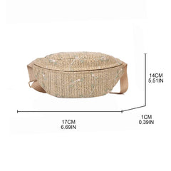 Women's Straw Beach Sling Chest Bag Waist Fanny Pack Crossbody Phone Pouch