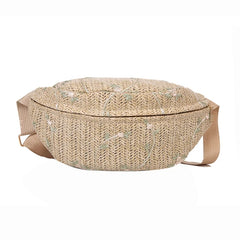 Women's Straw Beach Sling Chest Bag Waist Fanny Pack Crossbody Phone Pouch