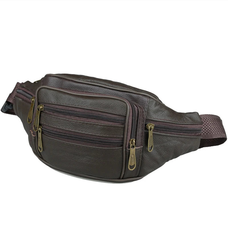 Men Leather Waist Packs Organizer Travel Waist Pack Necessity Waist belt
