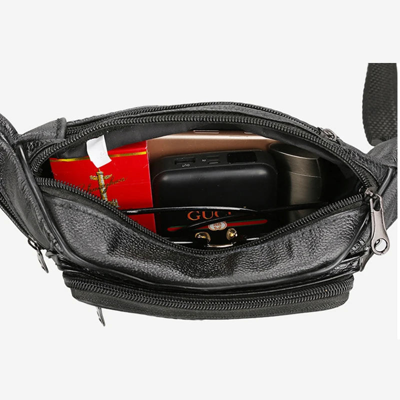 Men Leather Waist Packs Organizer Travel Waist Pack Necessity Waist belt