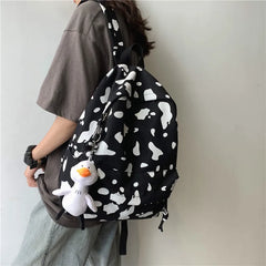 Milk Printing Women's Backpack Canvas Travel Mochila Women School Bag