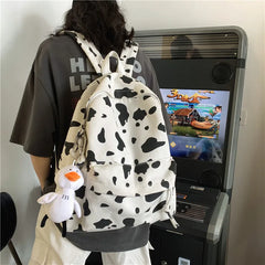 Milk Printing Women's Backpack Canvas Travel Mochila Women School Bag