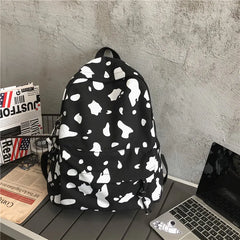 Milk Printing Women's Backpack Canvas Travel Mochila Women School Bag