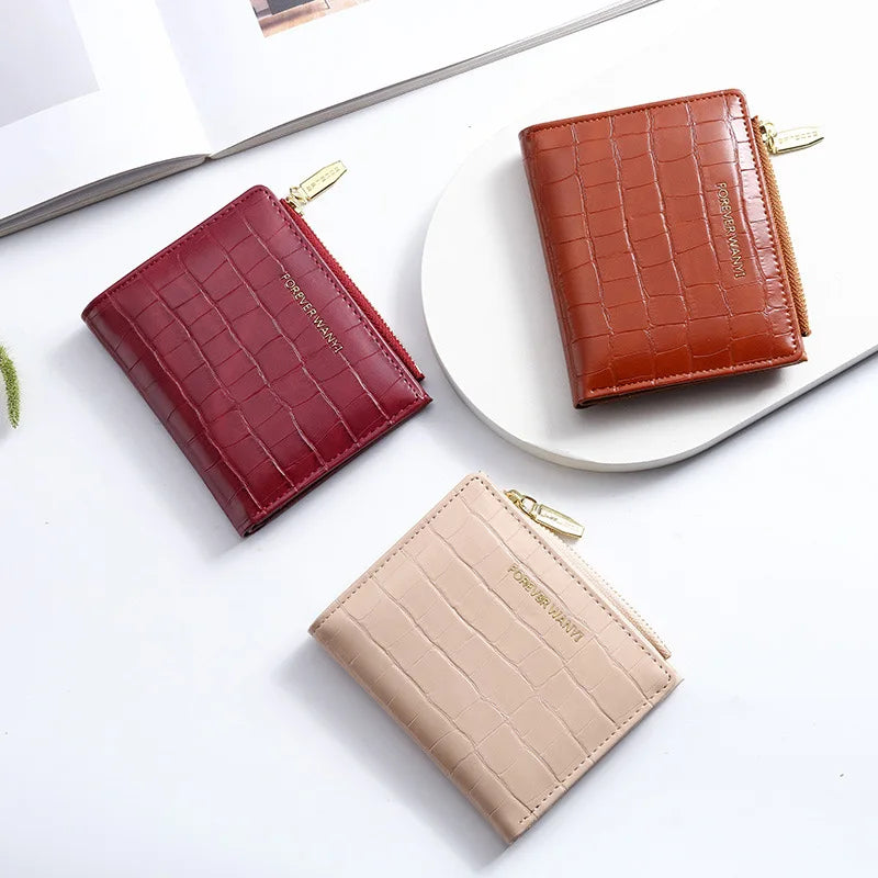QH205 PU Wallet Casual Wallets Portable Purses Zipper Handbag Money Storage Bag