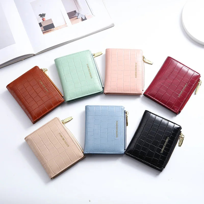 QH205 PU Wallet Casual Wallets Portable Purses Zipper Handbag Money Storage Bag